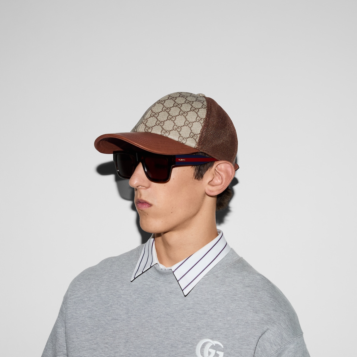 GG Monogram canvas baseball hat in dark brown and beige