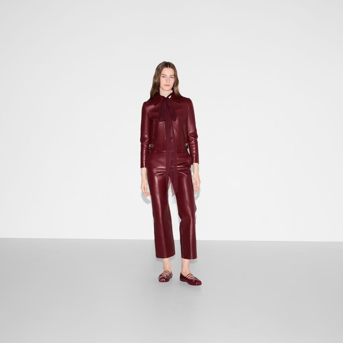 Leather jacket with Horsebit detail in Rosso Ancora red | GUCCI® US