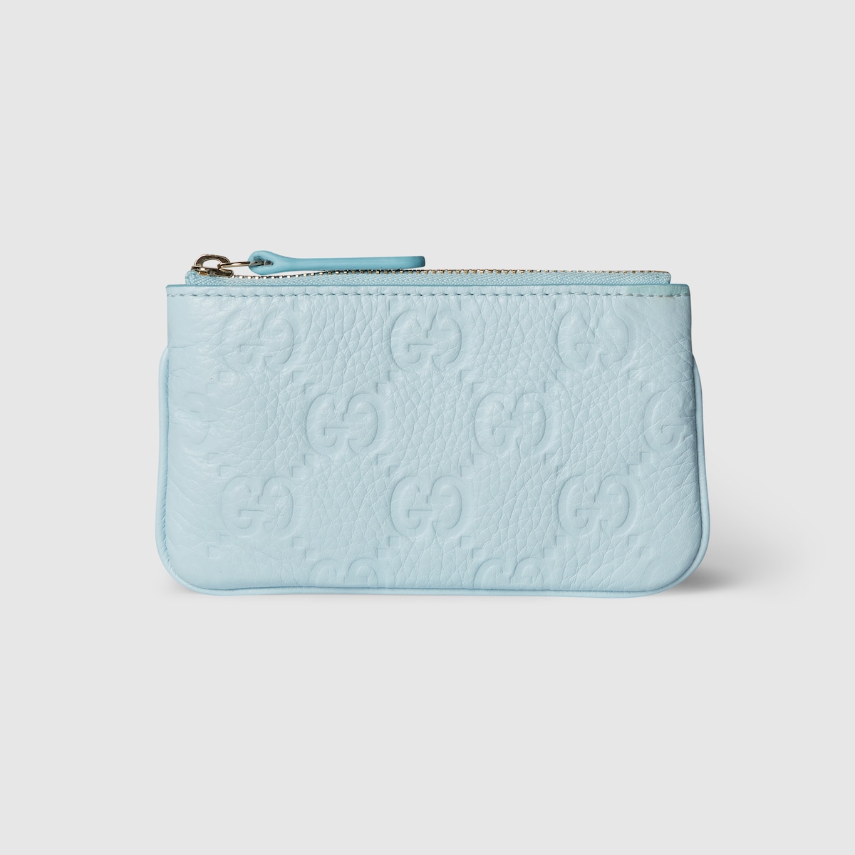グッチ　ポーチ GG Emblem key pouch in light blue leather | GUCCI® US