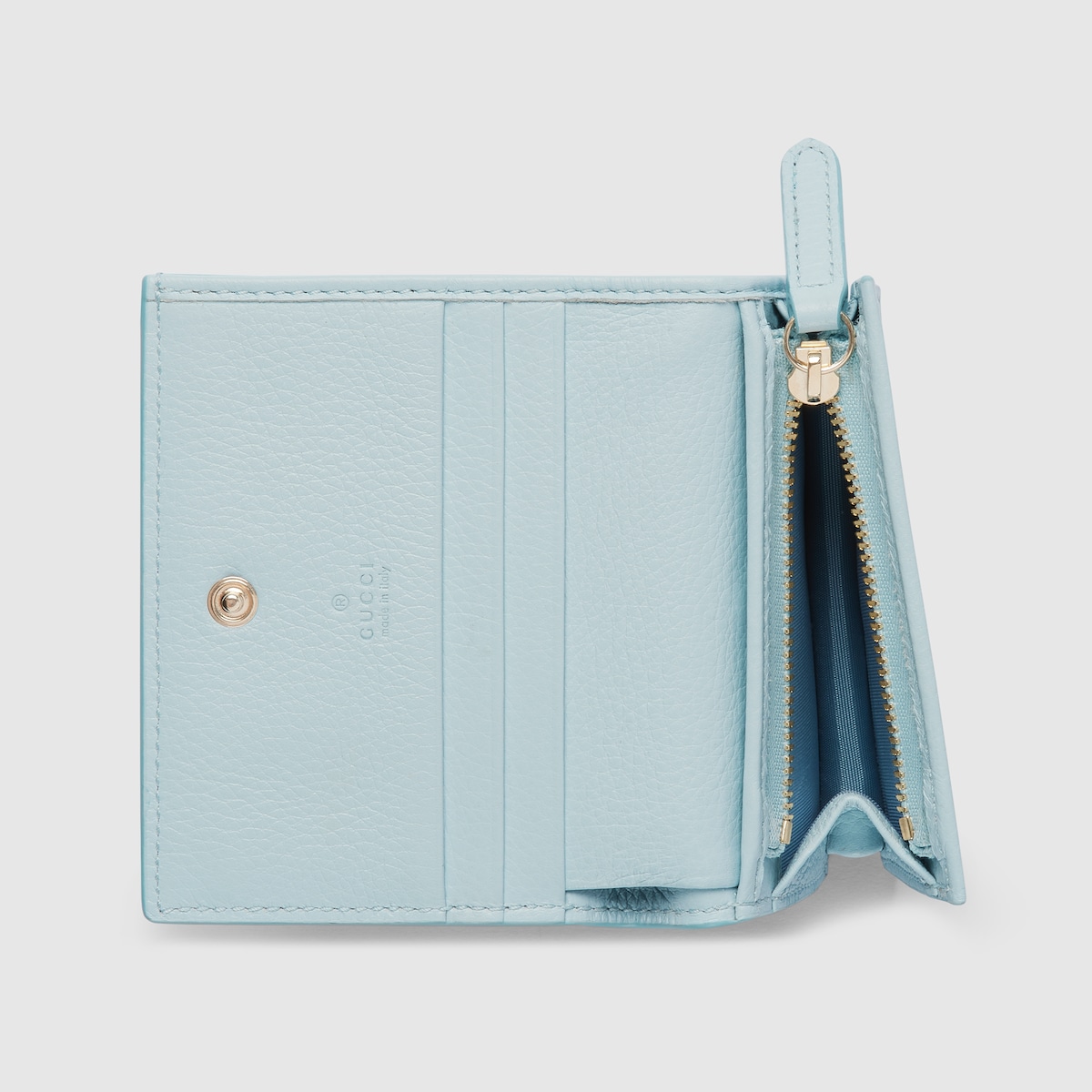 GG Emblem small wallet in light blue leather | GUCCI® US