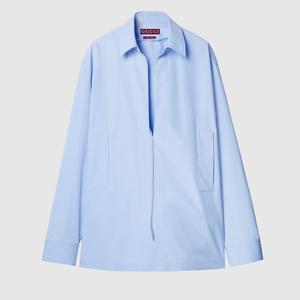 Embossed cotton poplin shirt in pale blue | GUCCI® US