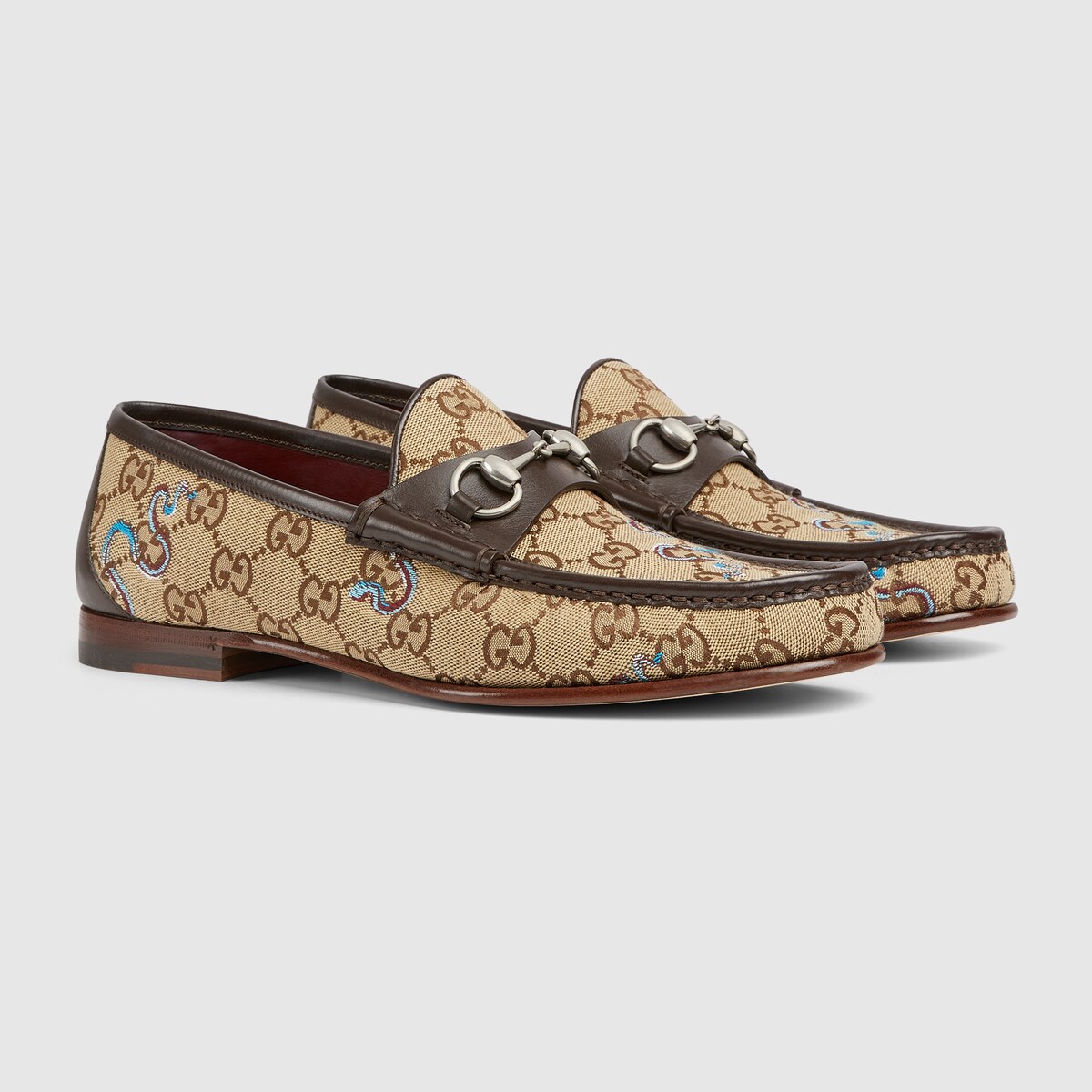 Mocassino Horsebit 1953 uomo in tessuto GG beige e marrone scuro | GUCCI®  Italia