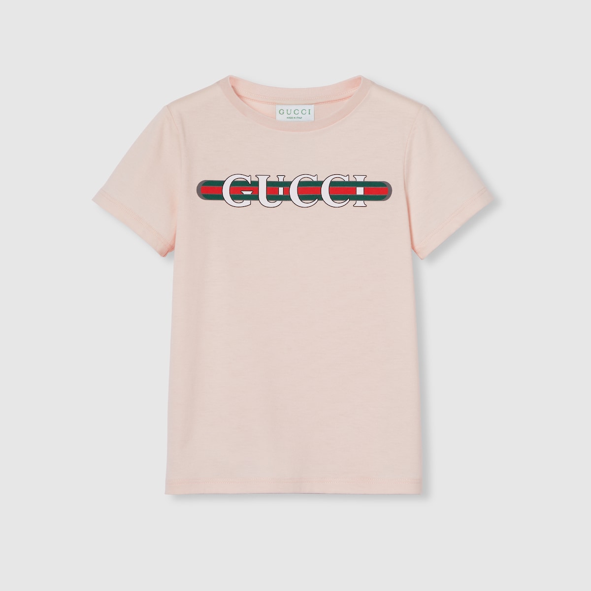 T-shirt bambino in cotone stampato in rosa chiaro | GUCCI� IT