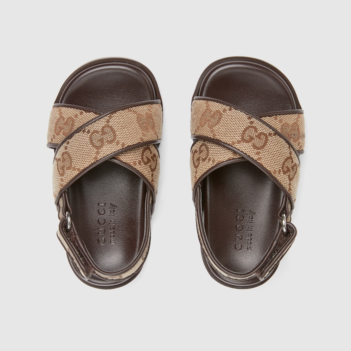 Gucci★素敵！Brown/Beige GG Canvas Wide Strap Sandal Women's GG platform sandal in beige and dark brown Original