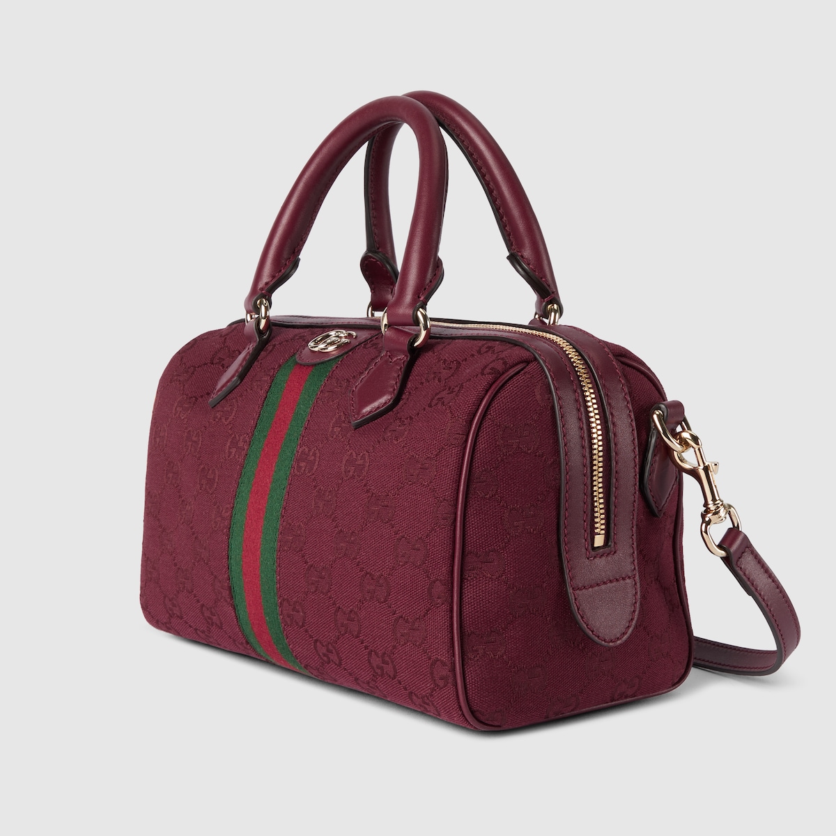 本命ギフト Ophidia medium boston bag in Rosso Ancora red GG canvas ラウンド用品・アクセサリー
