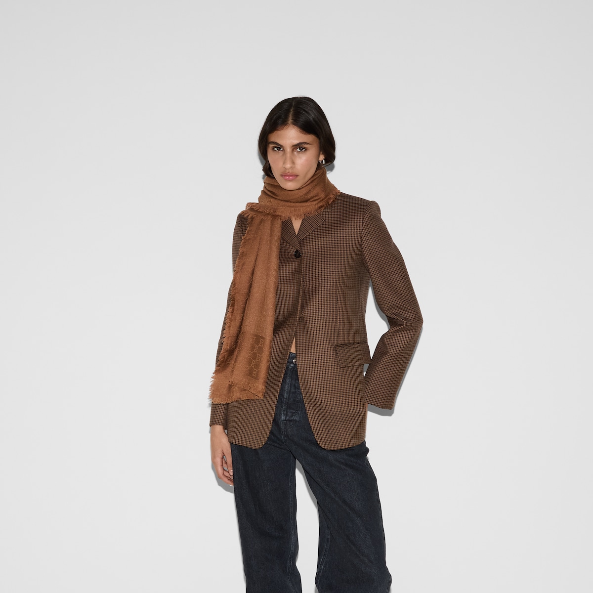 GG wool silk jacquard shawl