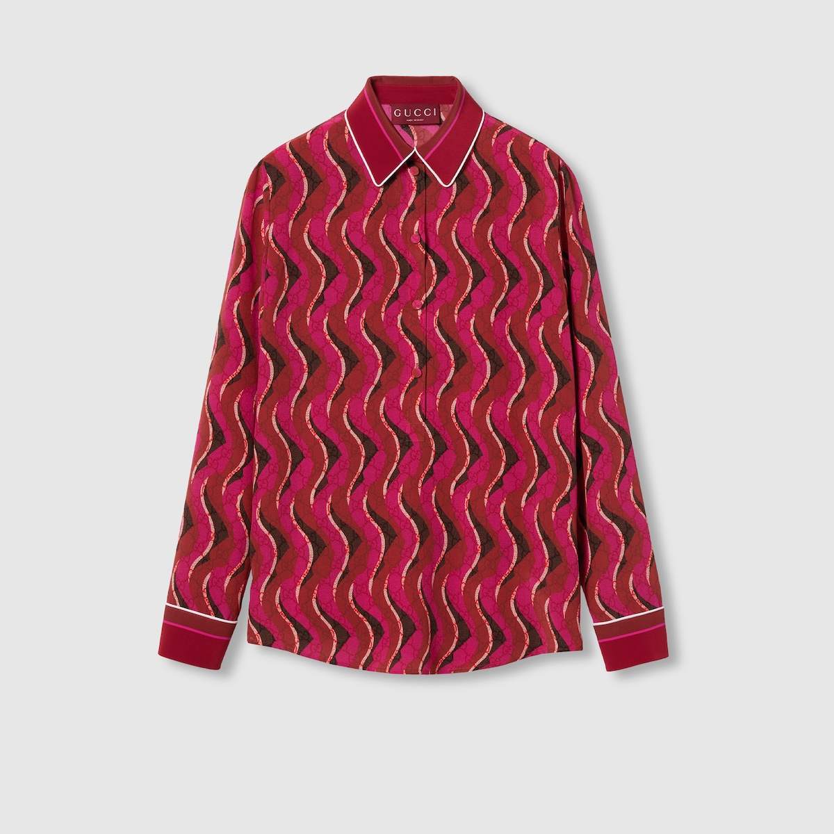 Printed silk shirt in Rosso Ancora red GUCCI