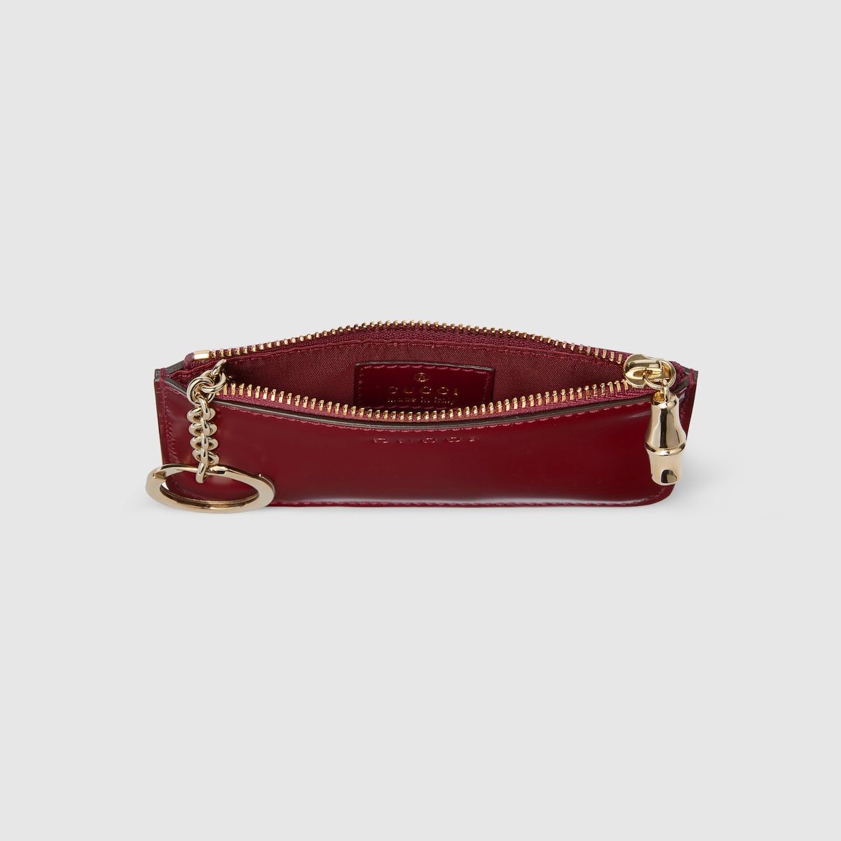 Key pouch with bamboo in Rosso Ancora red leather | GUCCI® US