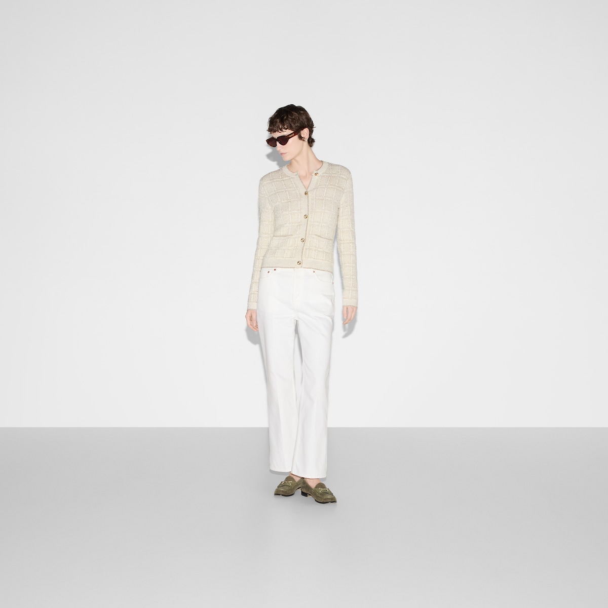Straight fit denim pants in white | GUCCI® US