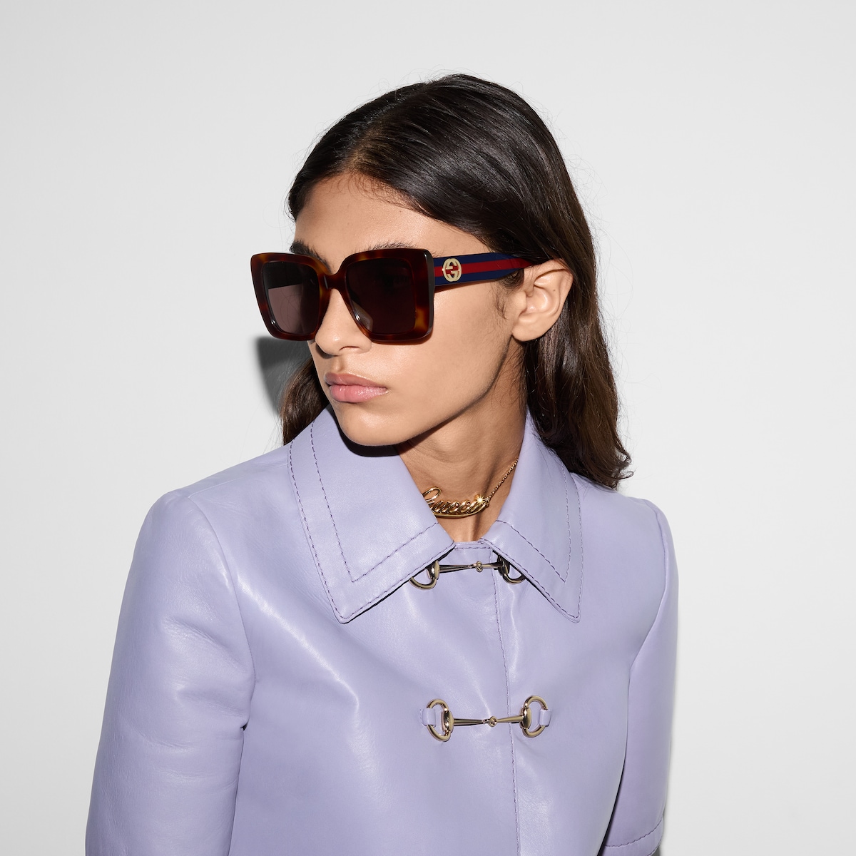 Square frame sunglasses in brown | GUCCI® US