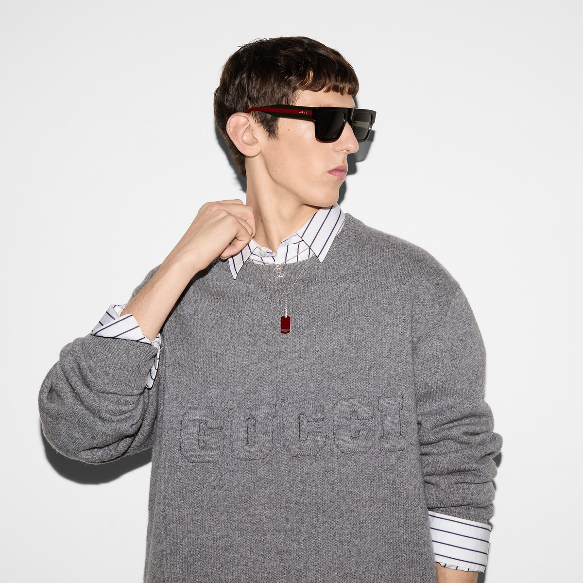 GUCCI グッチ　ドライバーズニット　ハイネック　ジップ　リブ　ウール　S GUCCI グッチドライバーズニットハイネックジップリブウールS