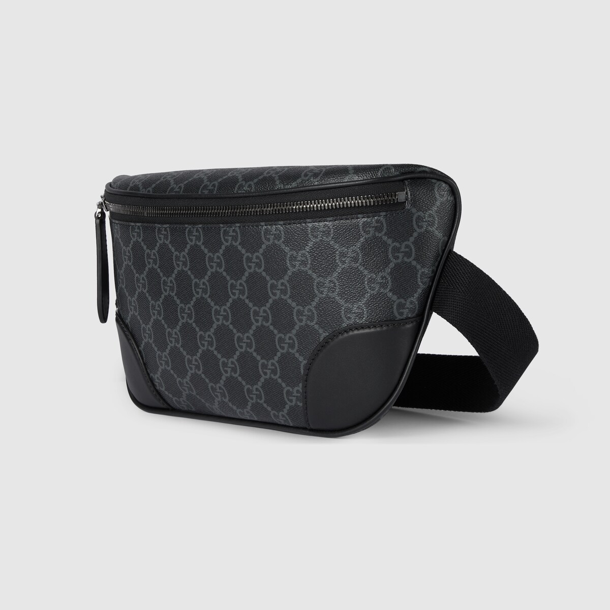 GG Emblem medium belt bag in black fabric - thumbnail 8