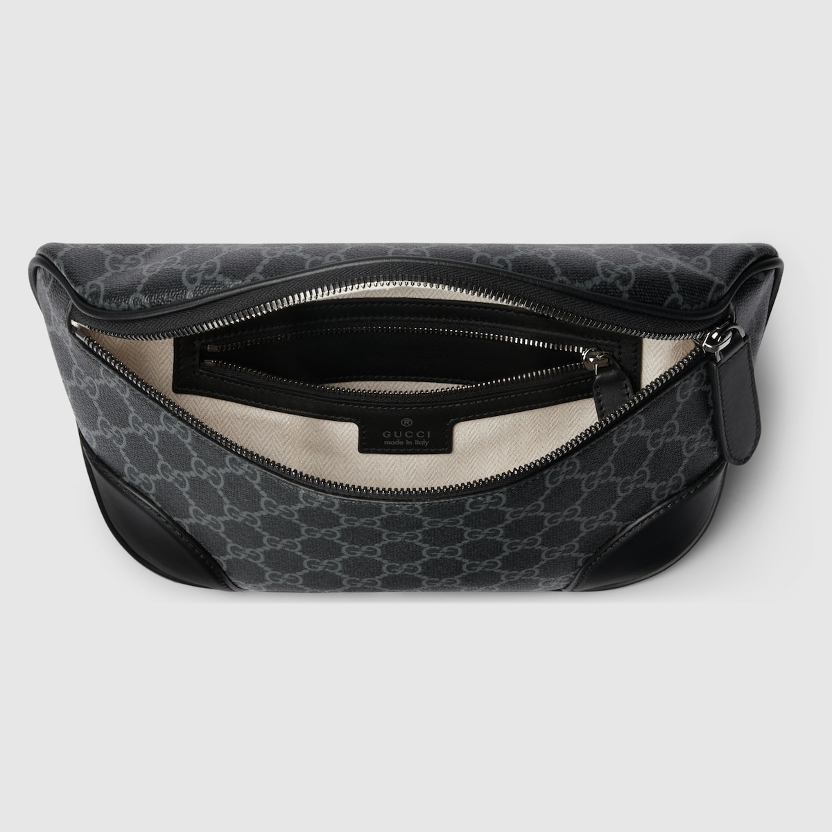 GG Emblem medium belt bag in black fabric - thumbnail 6