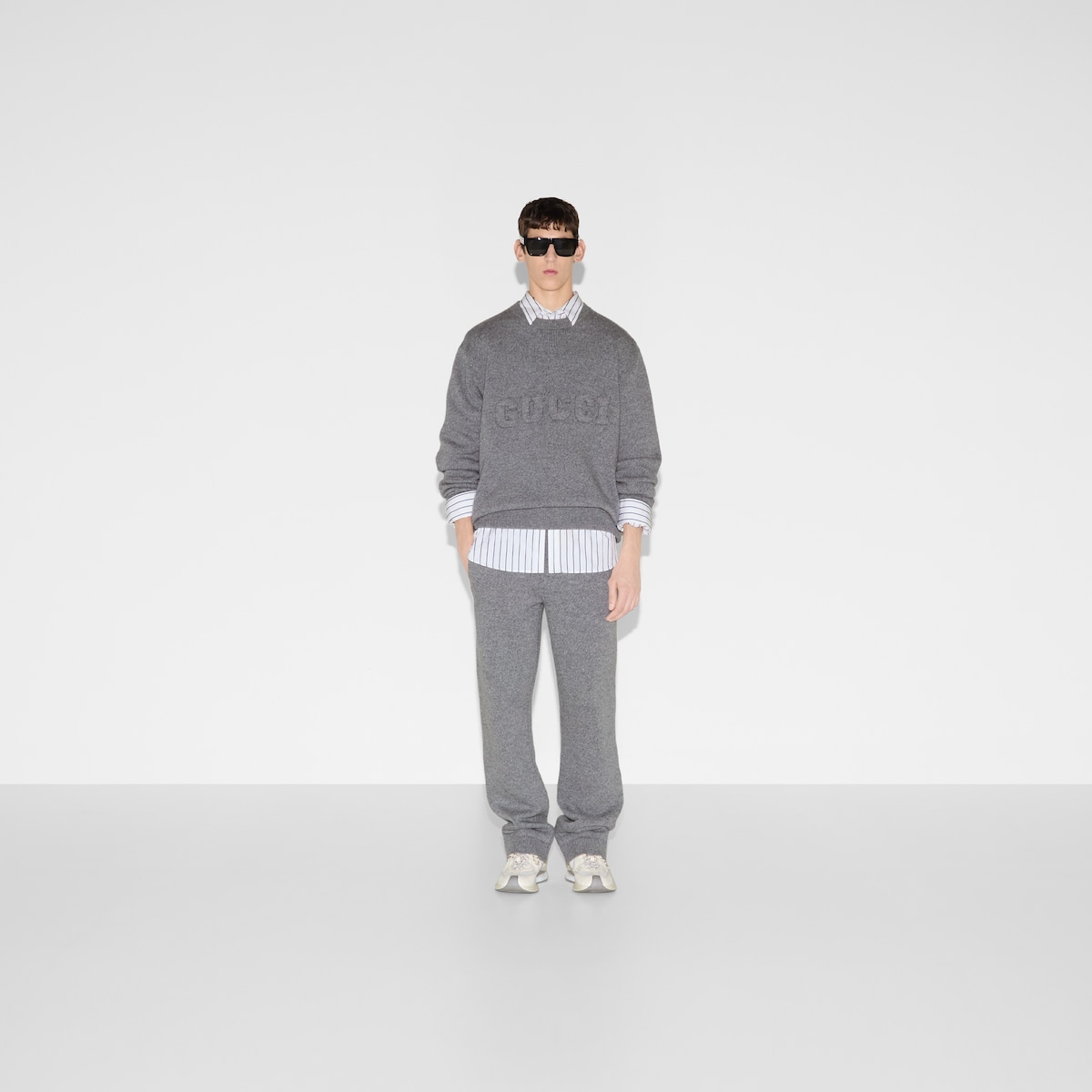 Embroidered wool knit sweater