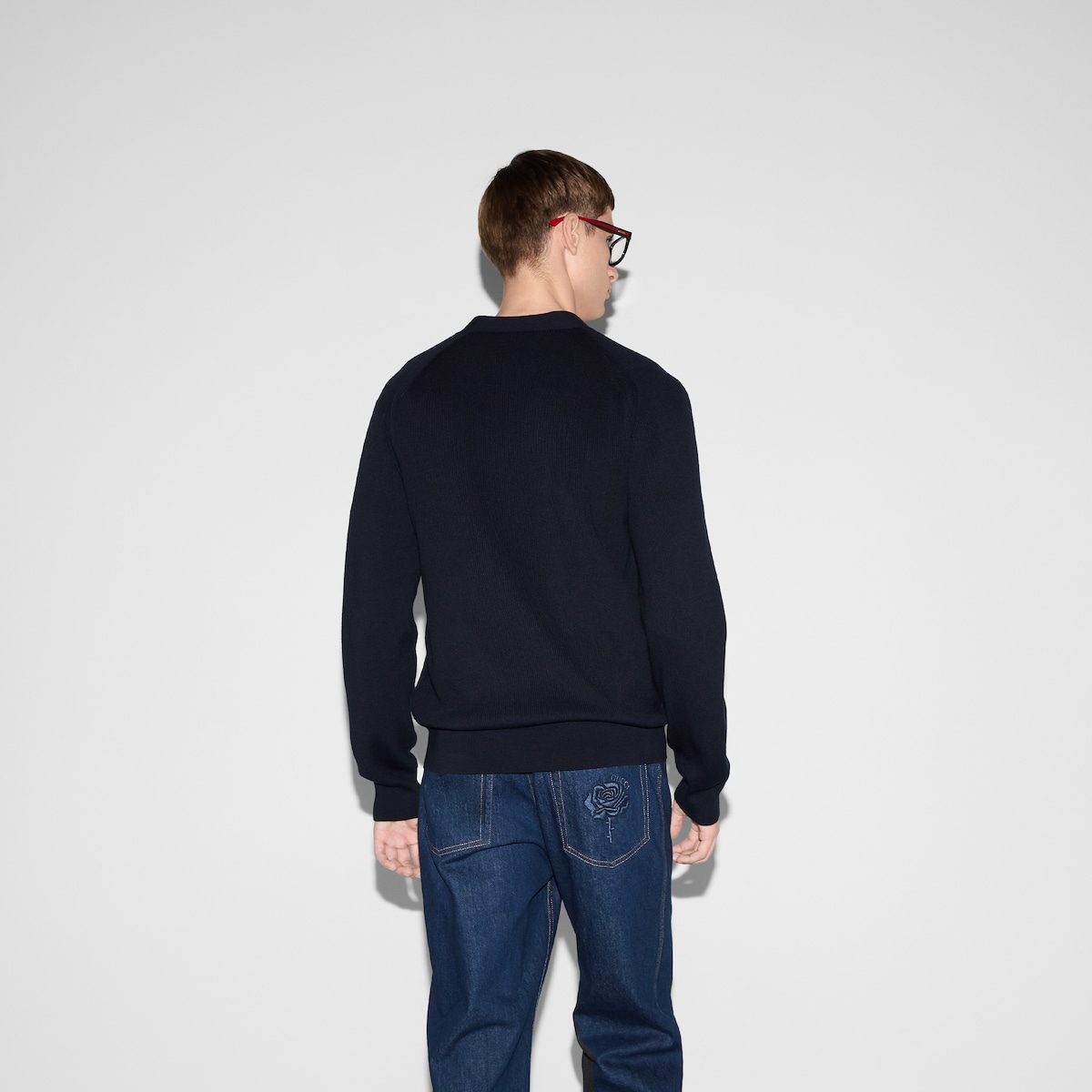knit-02281 ショート カーディガン グレー ネイビー ブラック