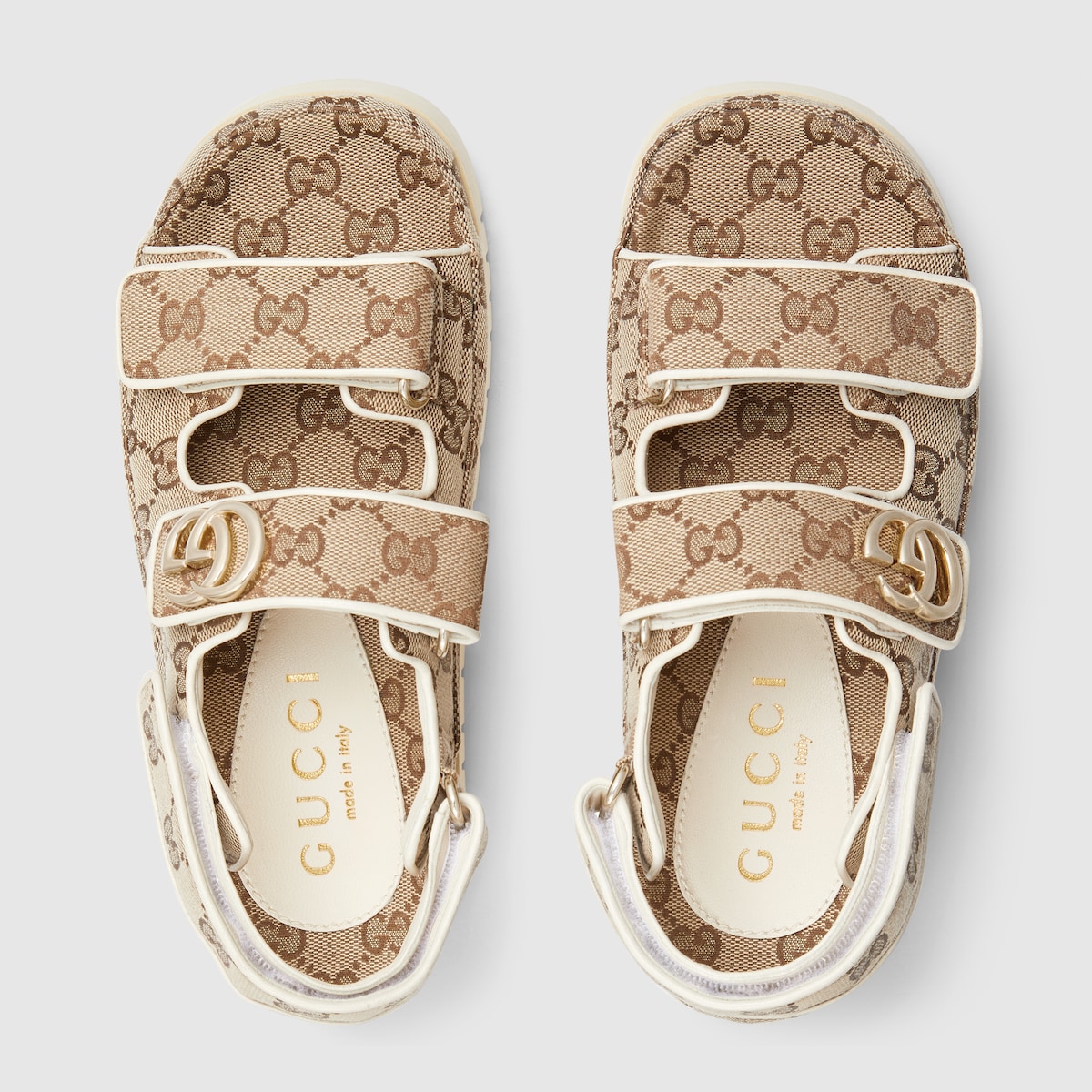 Women's sandal with Double G in beige and dark brown GG