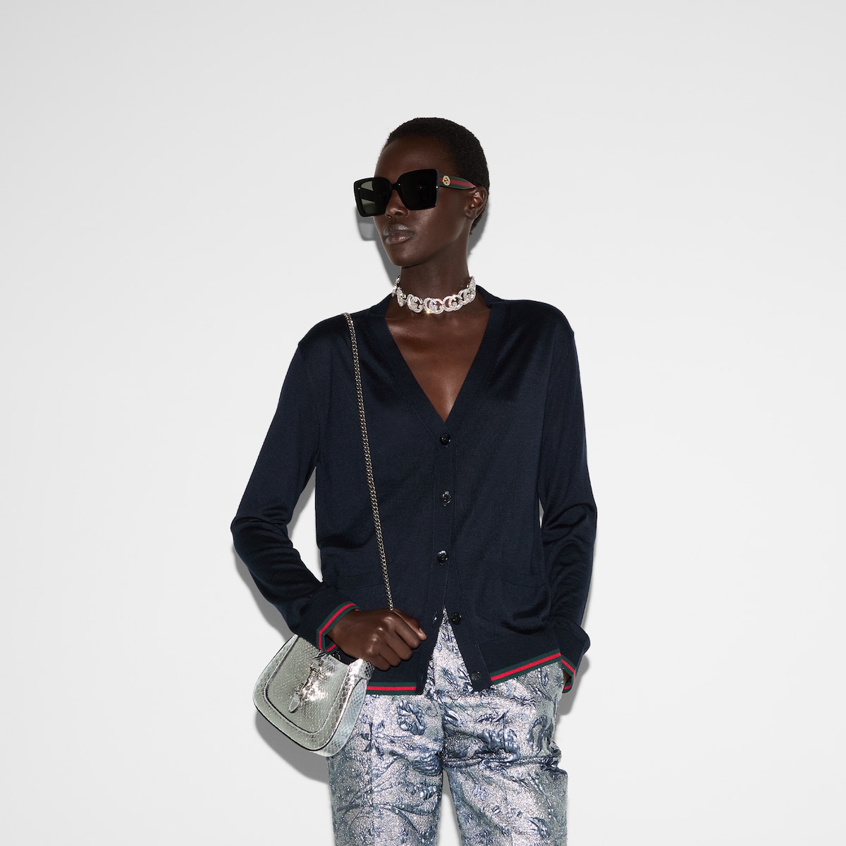 Extra fine cashmere silk cardigan in white - thumbnail 5