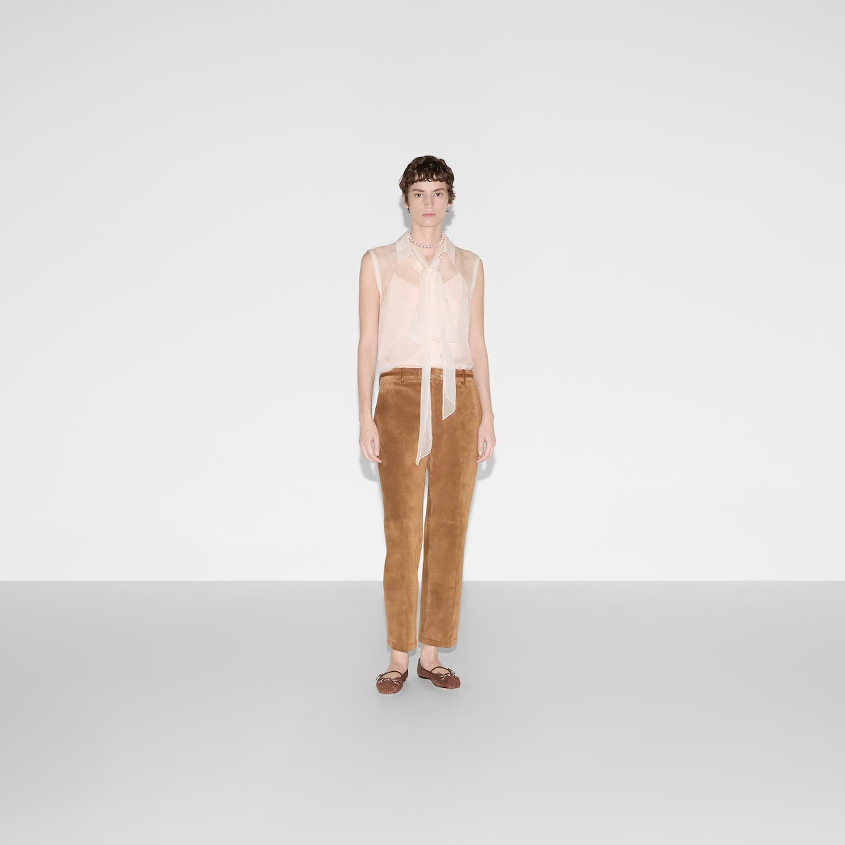 Silk chiffon sleeveless shirt