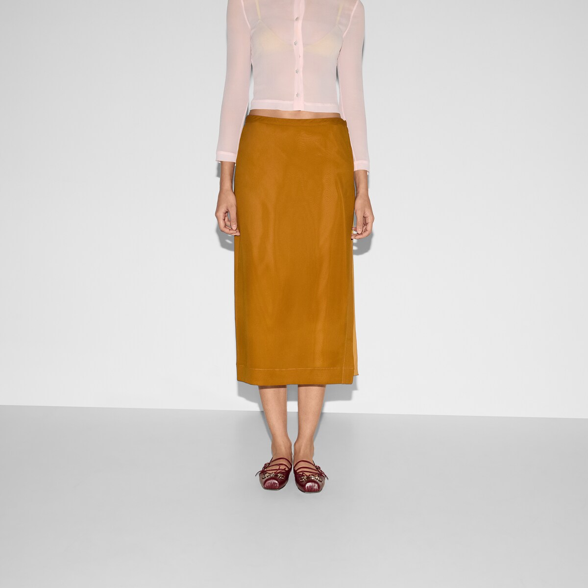 人気新品 skirt georgette Silk in US GUCCI® | yellow mustard スカート