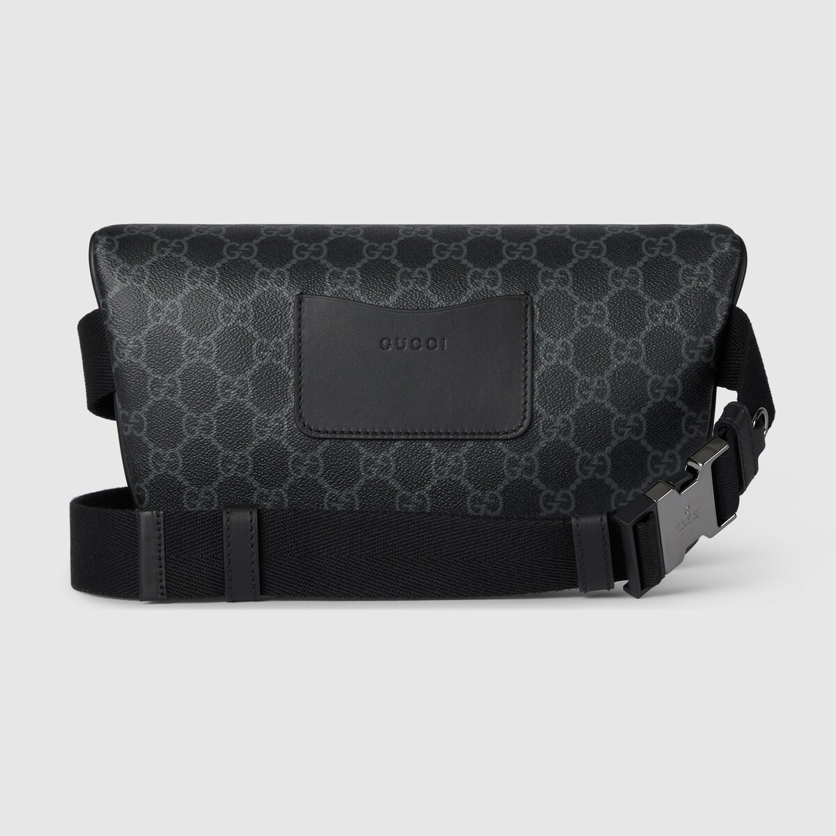 GG Emblem medium belt bag in black fabric - thumbnail 3