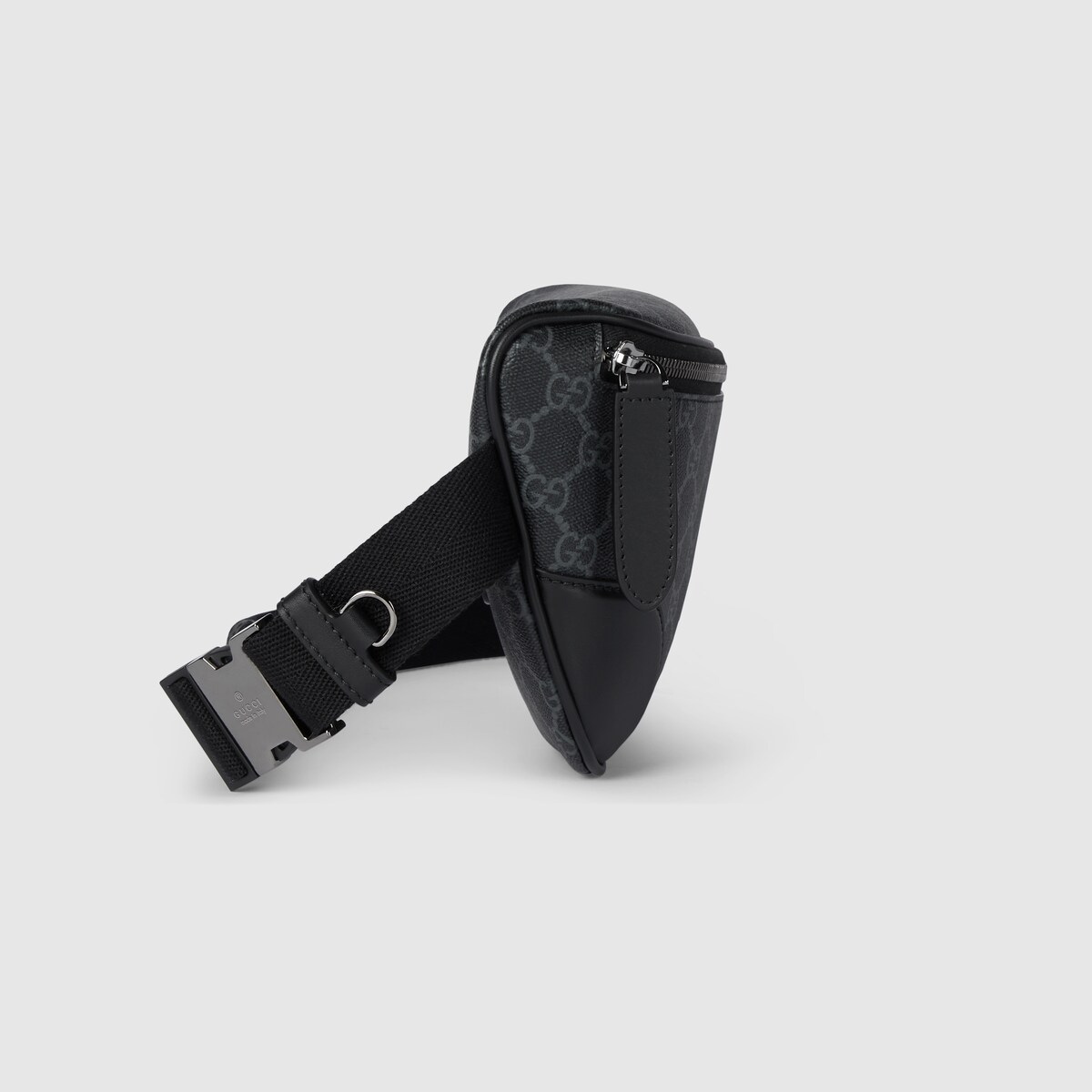 GG Emblem medium belt bag in black fabric - thumbnail 2