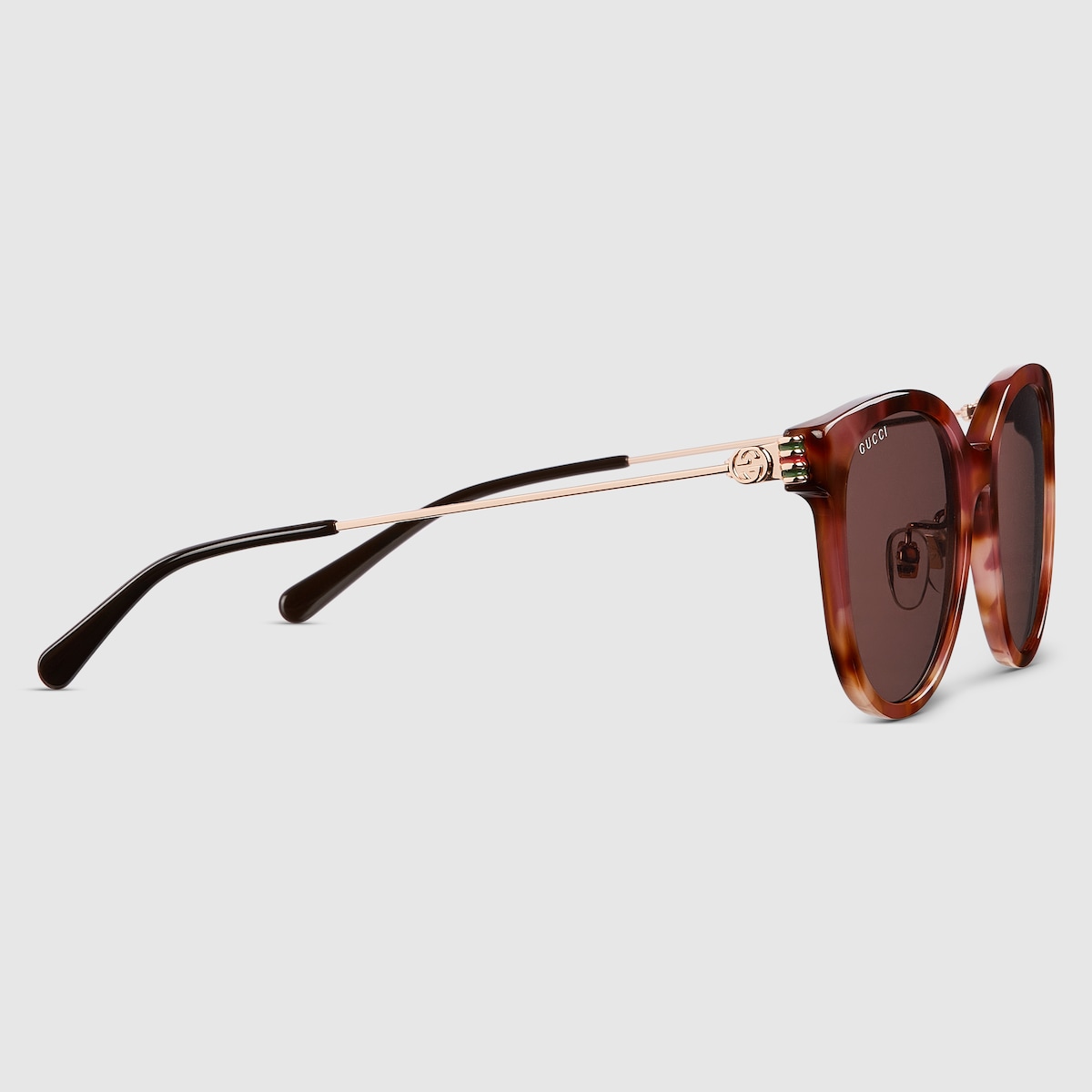 Gucci サングラス　ブラウンラウンドフレームサングラス ラウンドフレーム サングラス（低めのノーズブリッジ フィット