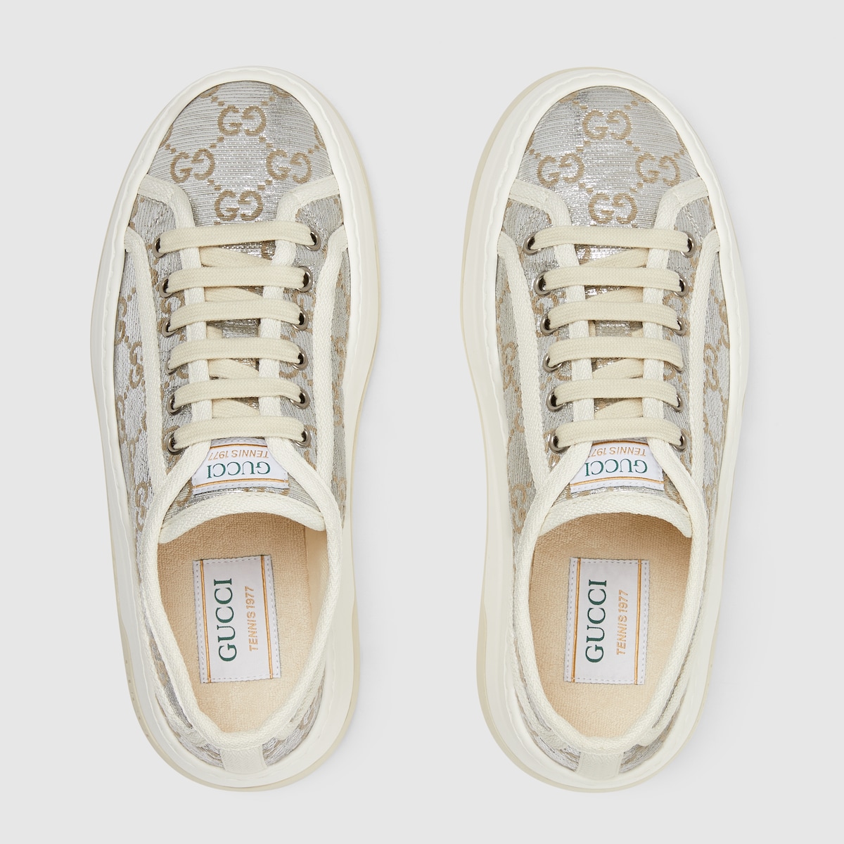 Women's GG sneaker in metallic silver GG canvas | GUCCI MX