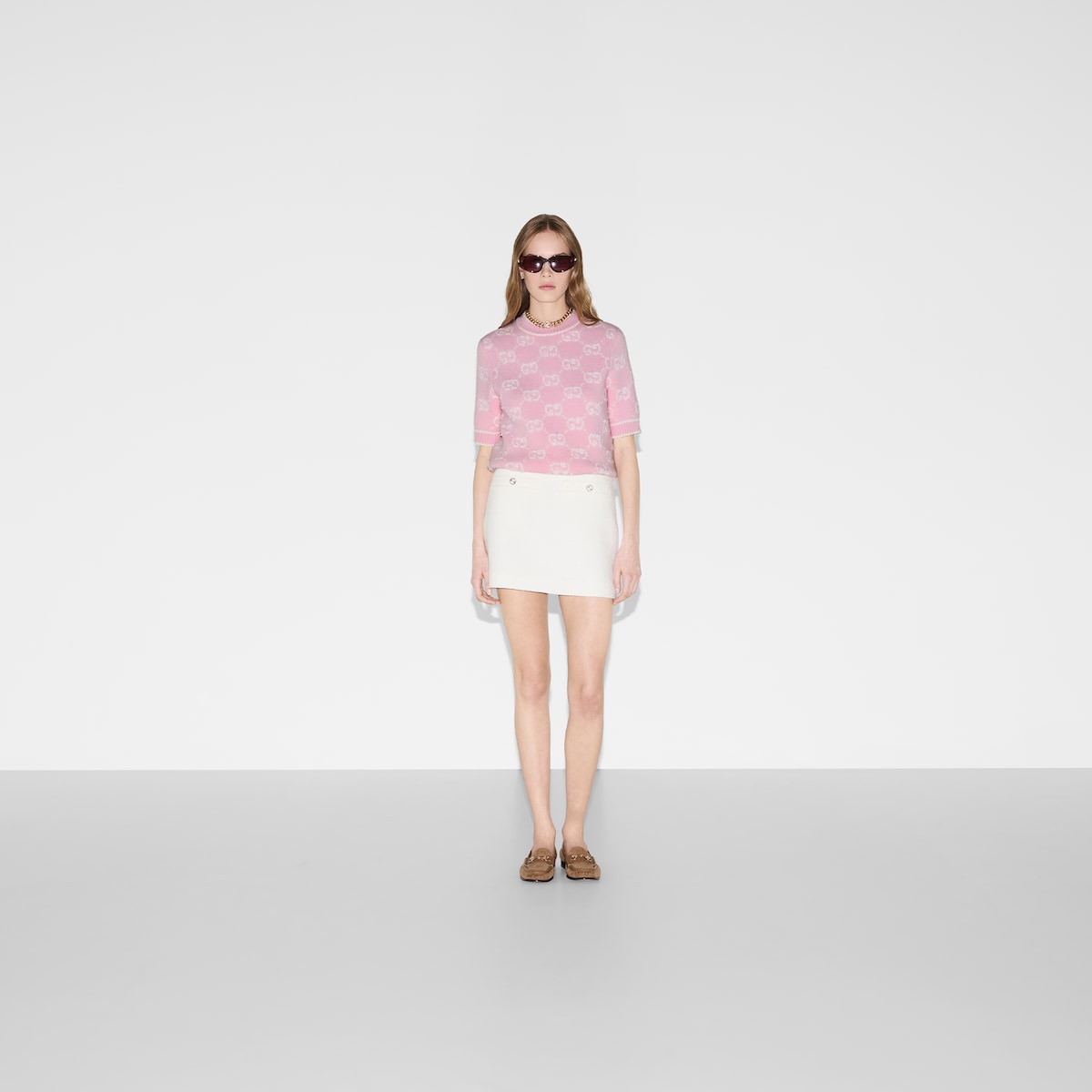 GG wool bouclé jacquard top