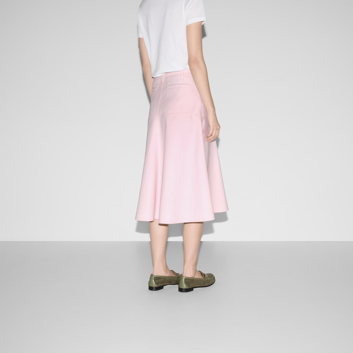 Cotton canvas skirt with embroidery in light pink | GUCCI® US