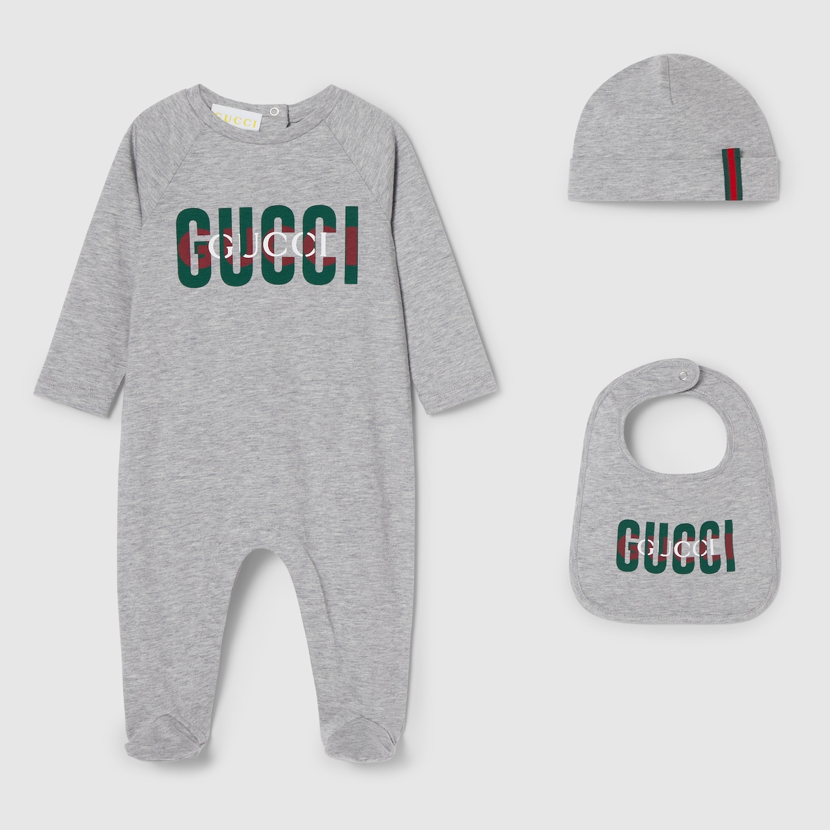 婴儿印花三件套礼品套装in 浅灰色| GUCCI® FR