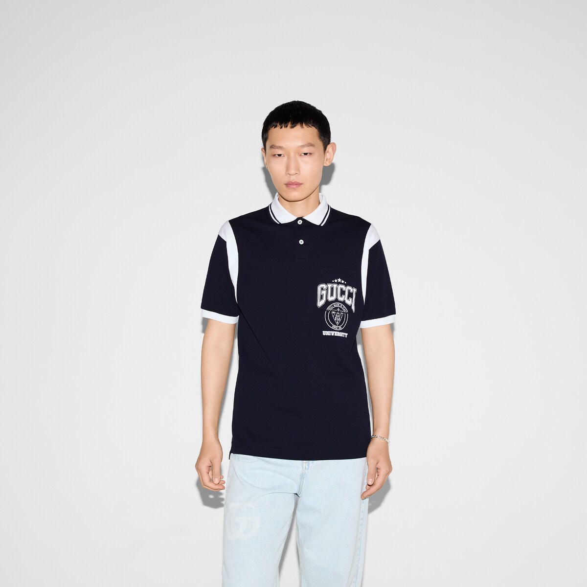 Gucci T-shirt a polo in piqué di cotone 305382-X8737 main image 1