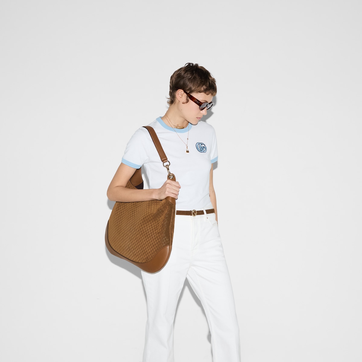 Cotton jersey T-shirt with embroidery in white | GUCCI® US
