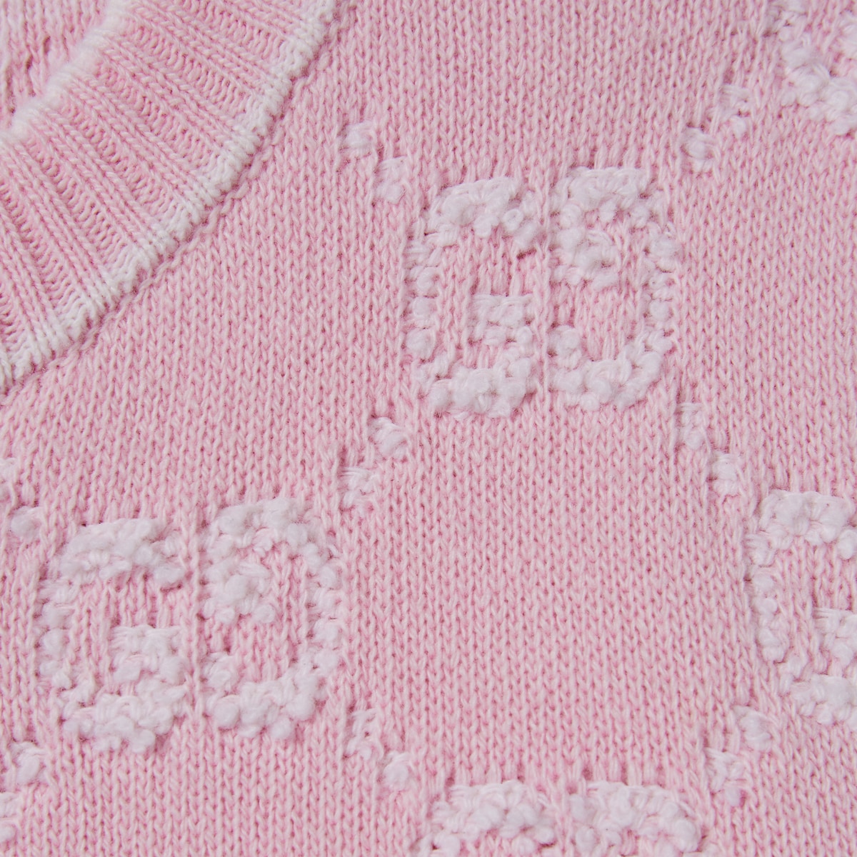 GGウール ブークレ ジャカード カーディガン ・ライトピンク＆ホワイト