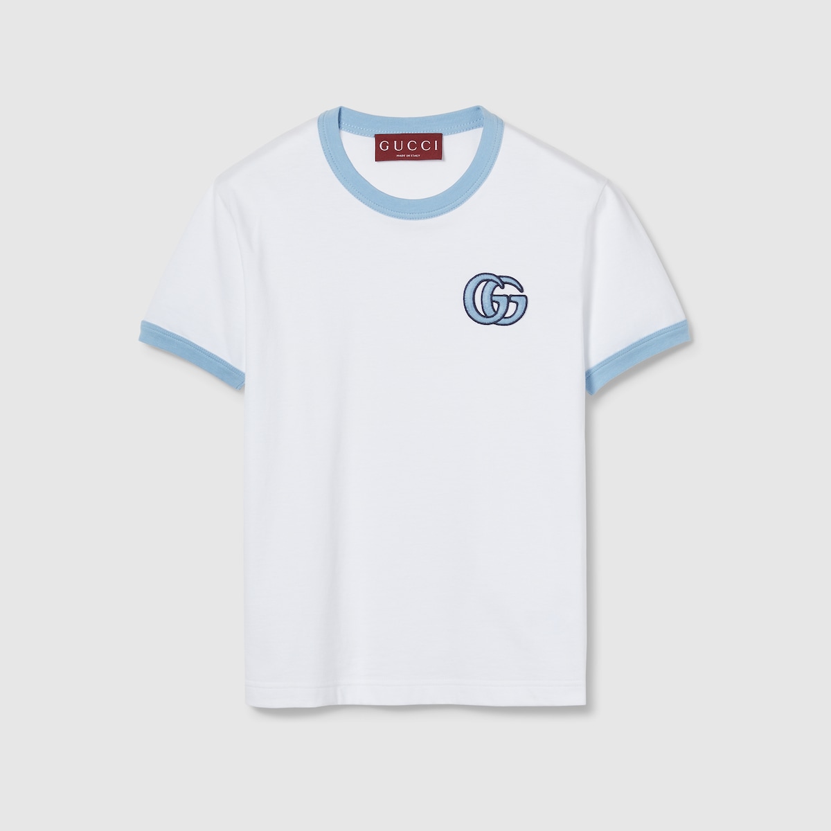 エンブロイダリー付き コットンジャージー Tシャツ ・ホワイト