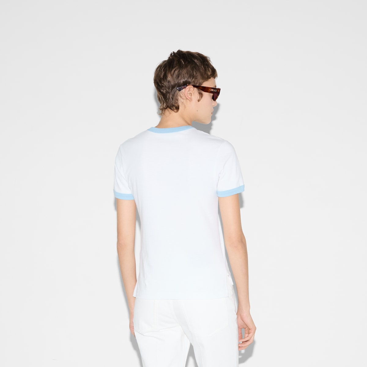 Cotton jersey T-shirt with embroidery in white | GUCCI® US