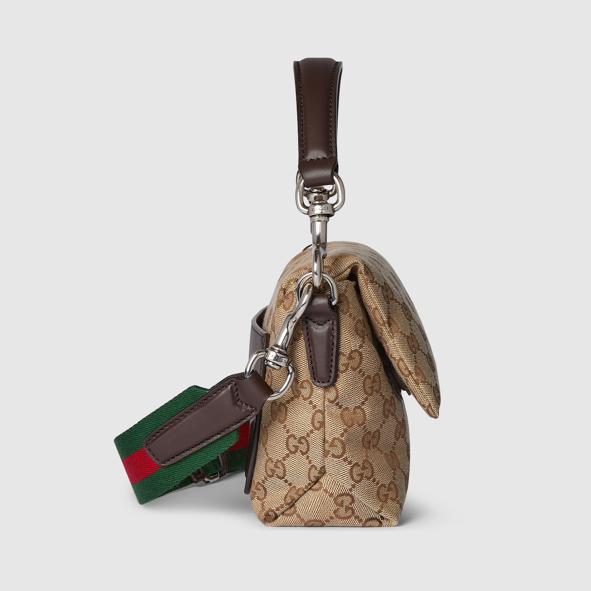 GG canvas small crossbody bag in beige and dark brown canvas