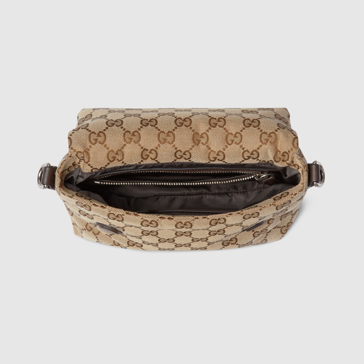 GG canvas small crossbody bag in beige and dark brown canvas