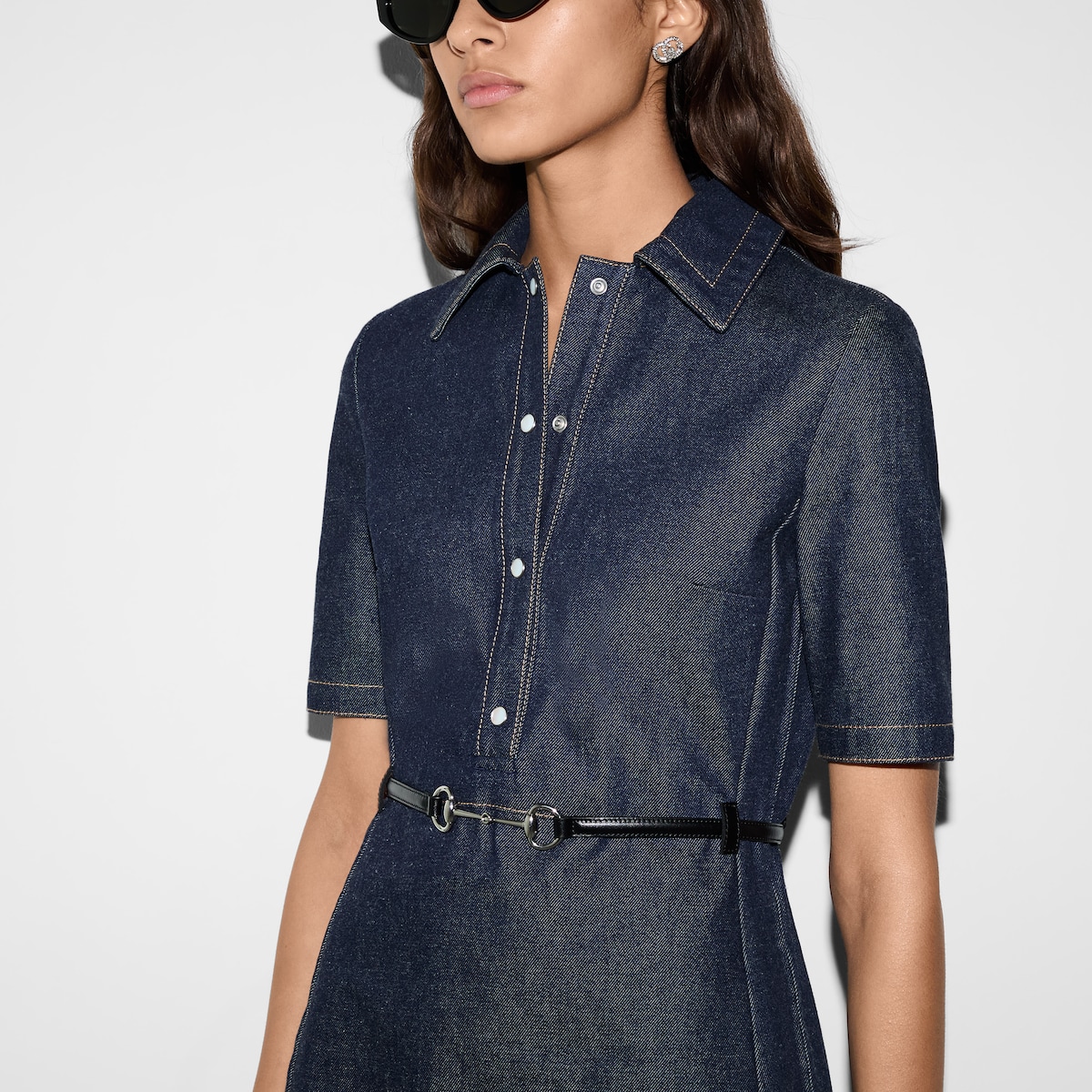 24AW new/GUCCI GGシャドウ ブークレミニドレス MiniDress Blue 819818_XDC9E_4100_005_100_0000