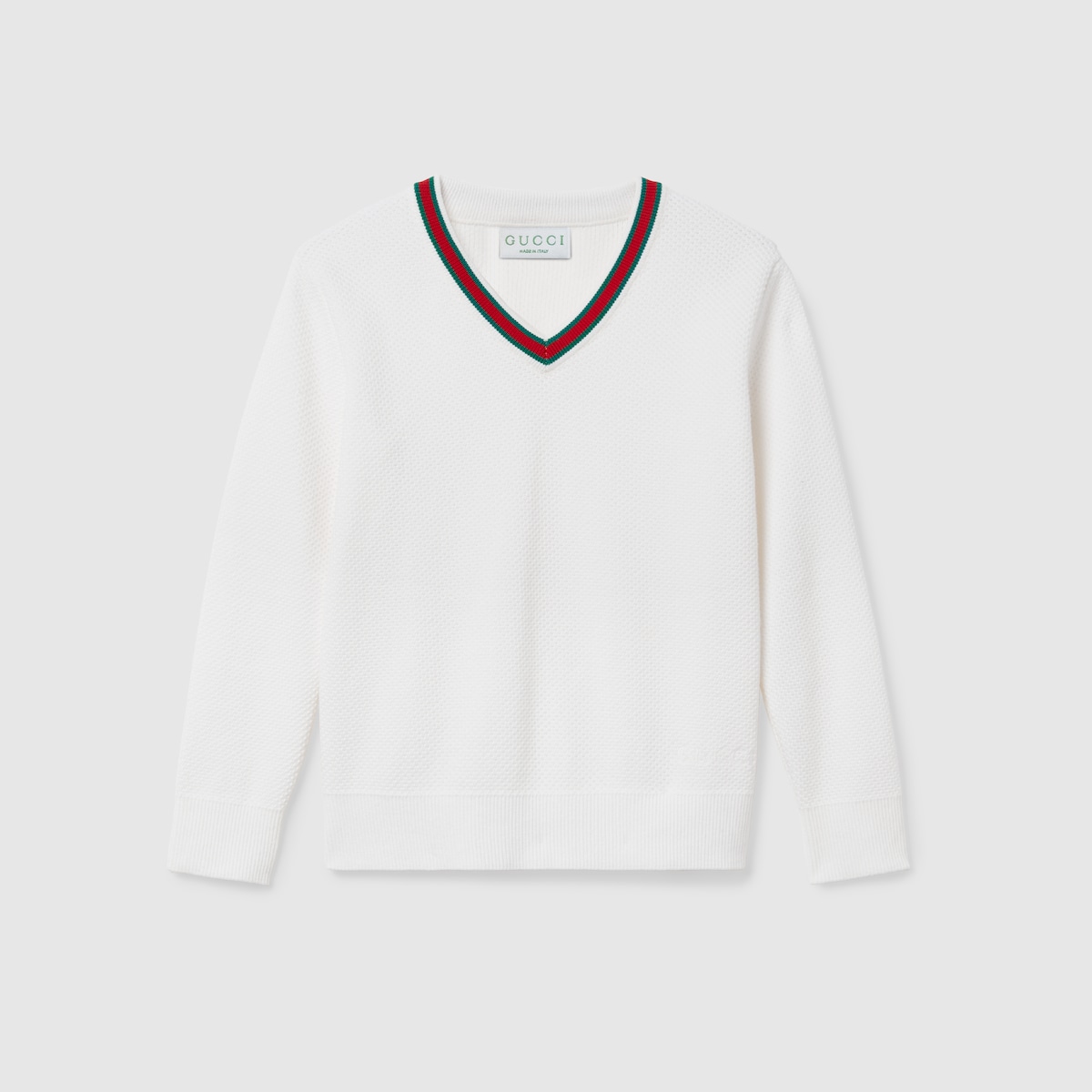 Children's embroidered cotton sweater in white