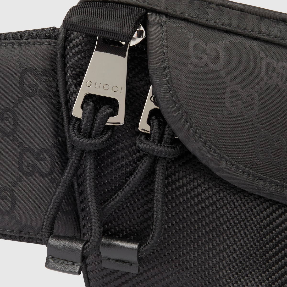 GG nylon large belt bag in black GG nylon | GUCCI® SG