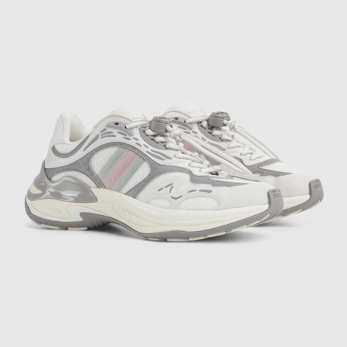 Women's Gucci 2.0 sneaker in white and grey mesh and leather Women's Gucci 2.0 sneaker in white and grey mesh and leather
