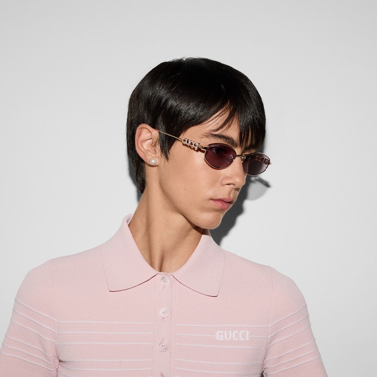 Oval frame sunglasses in rose gold-toned | GUCCI® US
