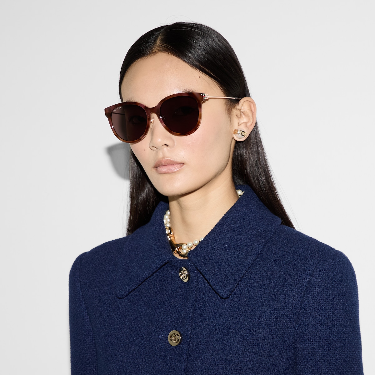 ラウンドフレーム サングラス（低めのノーズブリッジ フィット