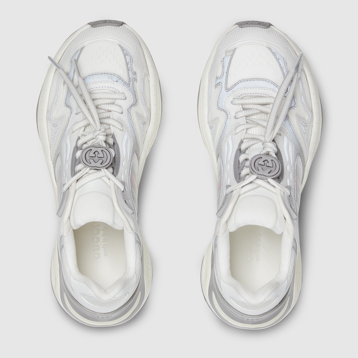 スニーカー GUCCI SNEAKER WITH GG CROSS IN WHITE LEATHER AND MESH Gucci Gucci Sneaker With Gg Cross In White Leather And Mesh