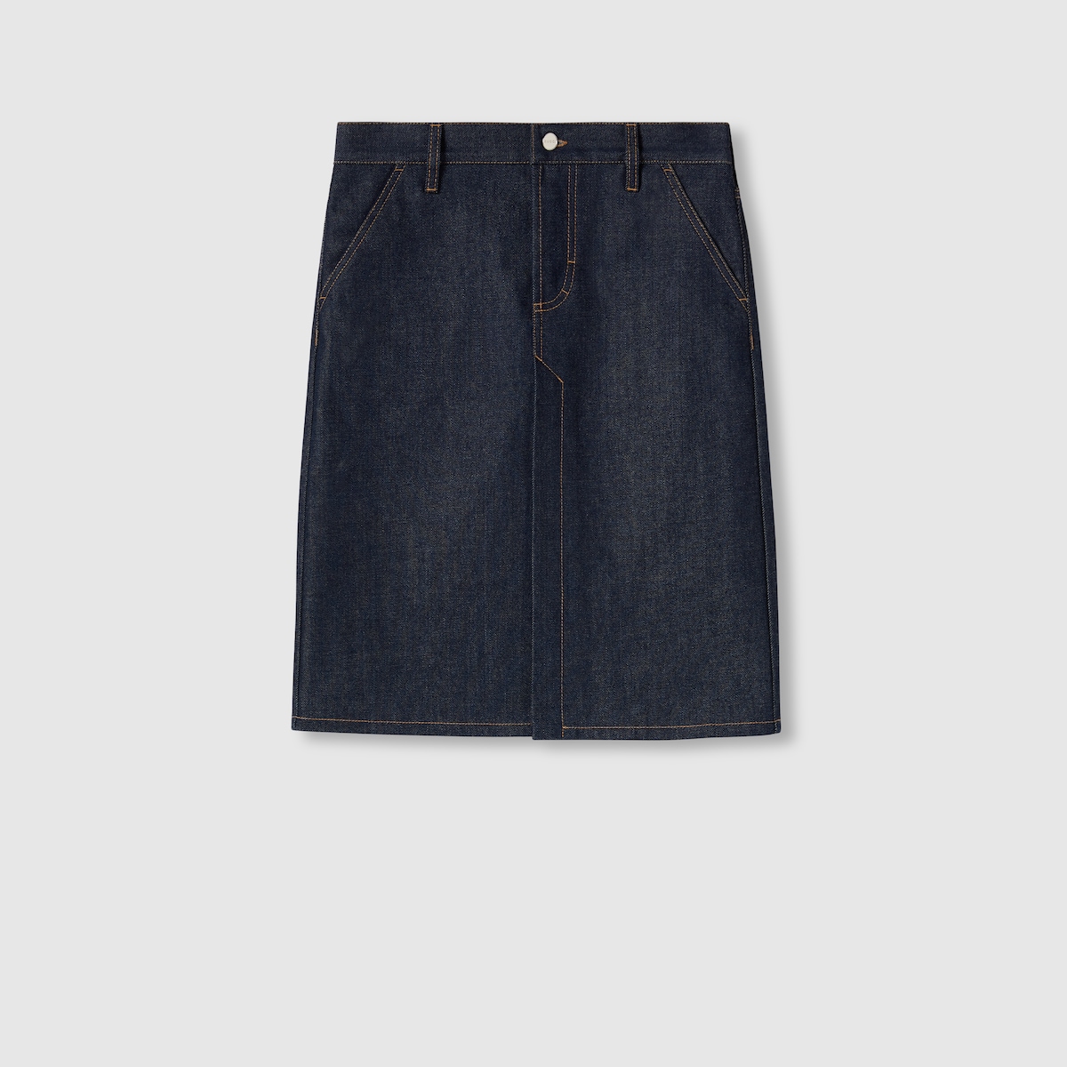 Mid-length denim skirt in dark blue | GUCCI® SI