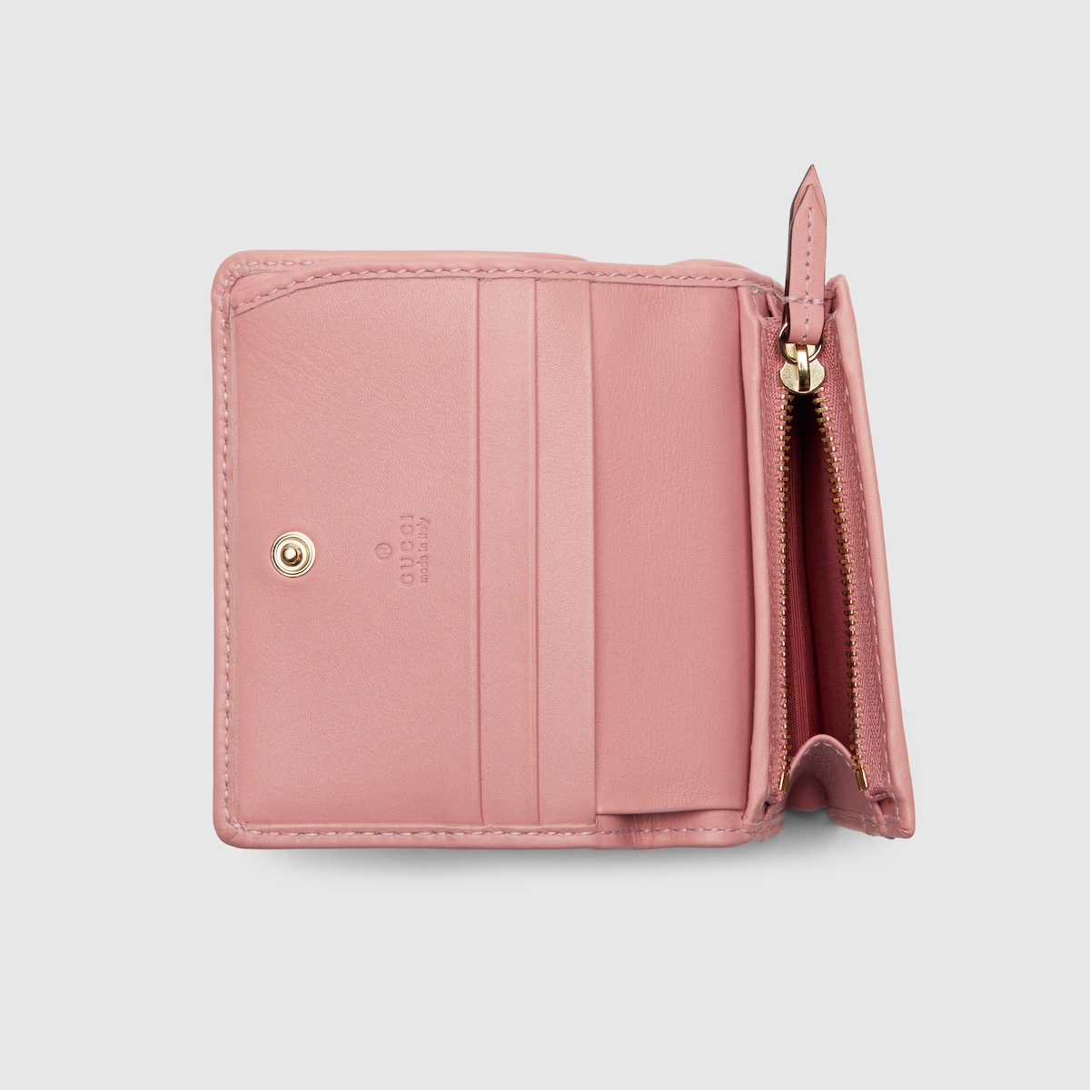 GGエンブレム〕スモールウォレット ・ライトピンク コーティング GG