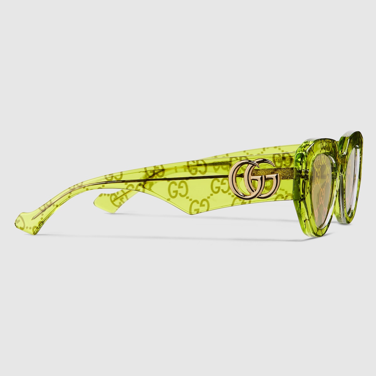 【関税&送料込】Gucci Army Green Acetate Sunglasses Geometrical frame sunglasses in transparent green | GUCCI® US