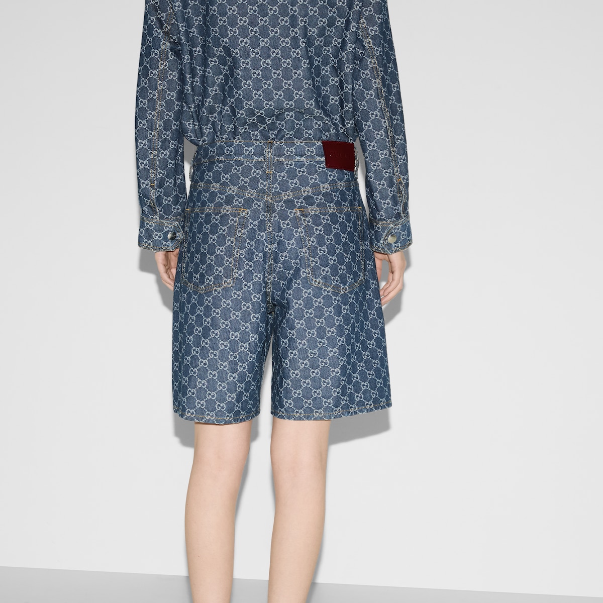 Low waist GG denim jacquard shorts