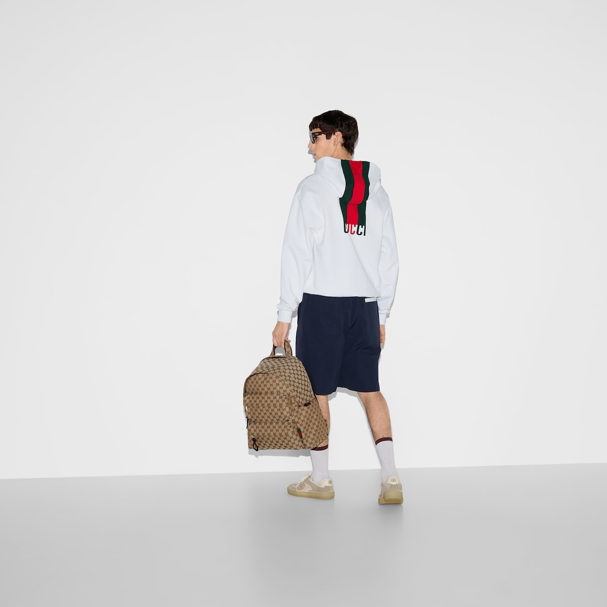 Cotton jersey sweatshirt with Web in white | GUCCI® US