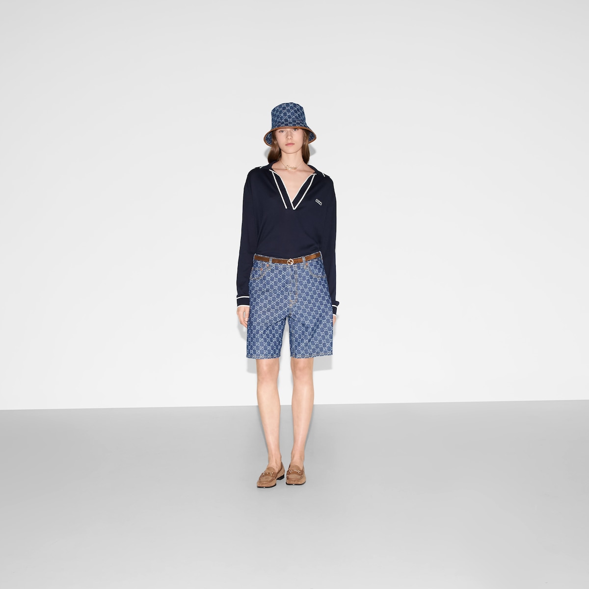 Tシャツ・カットソー GUCCI SS25 Knitted polo shirt (818589XKENL 3683) GG cotton lamé jacquard polo shirt in dark grey | GUCCI® US